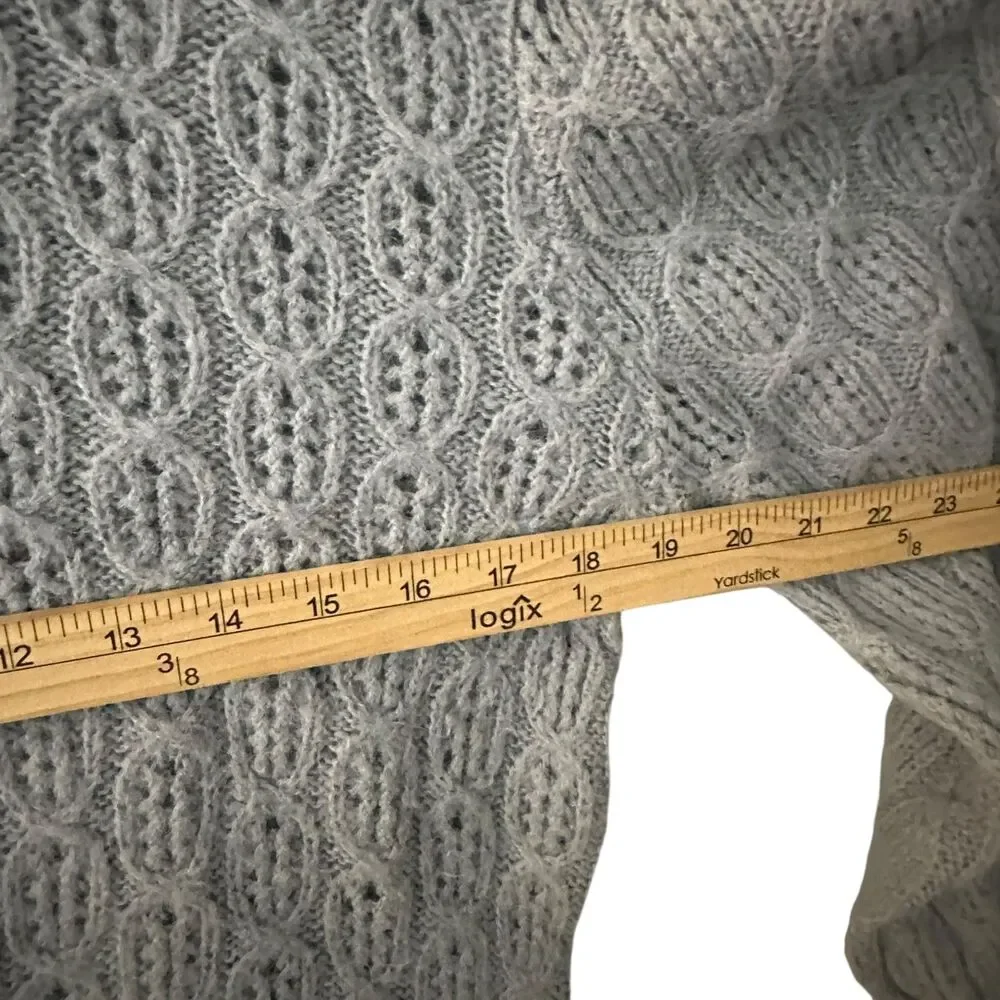 J. Crew Grey Balloon Sleeve Cable Knit Alpaca Blend Sweater Size M‎